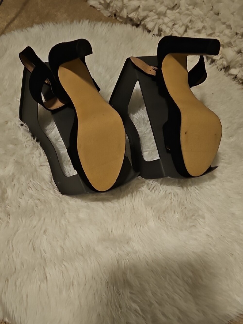 Madden Girl Black Suede Ankle Strap Heels - Picture 4 of 7